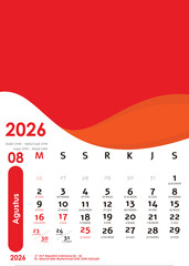 Calendar August 2026 design concept