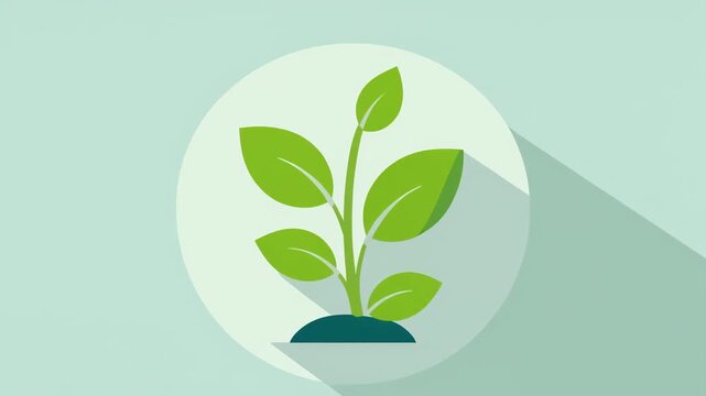 Animated Flat Design Plant Growth Stages, Seedling to Full Plant Development Process