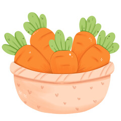 illustration of some carrots in a basket