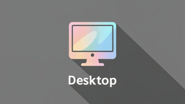Colorful Desktop Computer Icon Animation with Long Shadow and Flat Design