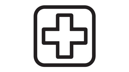 Fototapeta premium Medical Cross Symbol in Simple Flat Design with Black Outline on White Background for Healthcare Logo