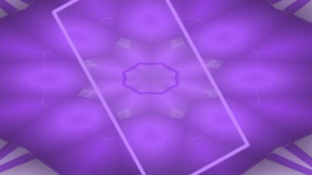 A vibrant purple kaleidoscope pattern featuring intricate geometric shapes and symmetrical radiating lines, creating an abstract and mesmerizing visual effect.
