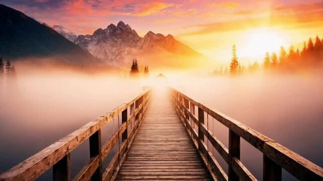 Enchanting Sunrise at Lake Braies: A Journey Through Fog and Wooden Bridge