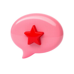Pink speech bubble with red star symbol transparent background