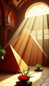 Crimson, ochre, and emerald pyramids beckon, a silent symphony of scents, bathed in antique sunbeams,  fragrant,  baniyas