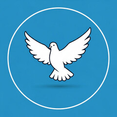 Fototapeta premium White dove icon in a minimalist line art style symbolizing peace freedom and hope ideal for spiritual or humanitarian designs