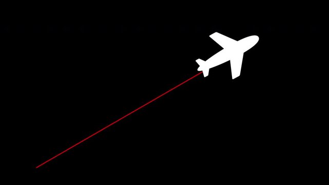 Passenger plane icon with red tail flying high against a black sky. Perfect for aviationthemed designs or travel graphics.