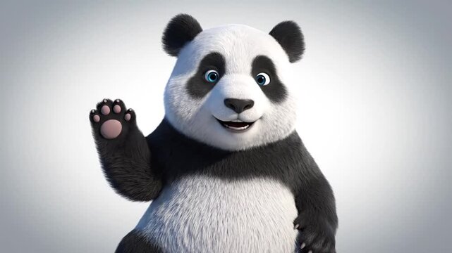 Animated panda bear portrait on white background for diverse visual projects