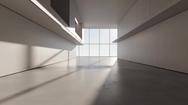 Minimalist Empty Gallery Interior With Light.