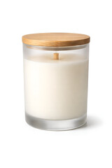 Scented Soy Candle in Frosted Glass Jar Isolated on White