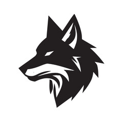 Obraz premium Black wolf head silhouette in profile with sharp fur details