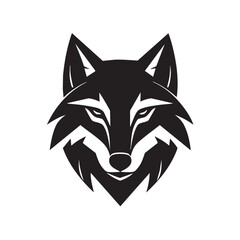 Fototapeta premium Black wolf head logo with sharp lines and white accents