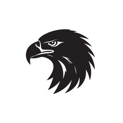Obraz premium Black silhouette of an eagle head with sharp beak and feathers