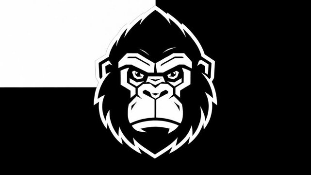 Dynamic gorilla head logo animation showcasing a modern and minimalist design style