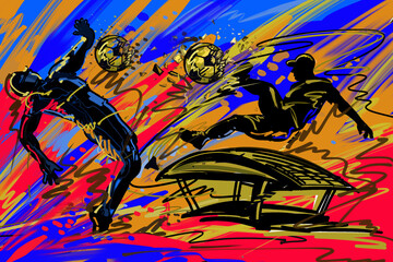 Abstract​  Background​ ​ Power Collision Abstract Teqball Action​ and​  brush​ ​strokes​ ​style​