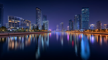 Naklejka premium Downtown Skyline at Night