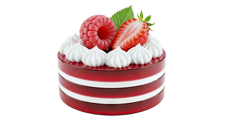 Red Velvet Cake with Raspberry and Strawberry Topping