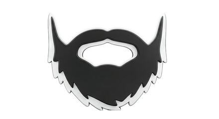 Stylized Black and White Beard Silhouette
