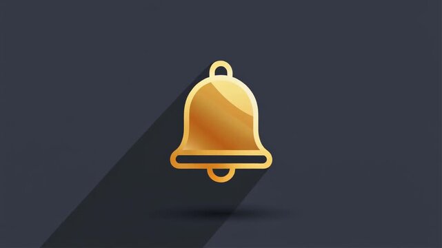 Golden bell icon animation sequence for notifications and alerts in motion graphic
