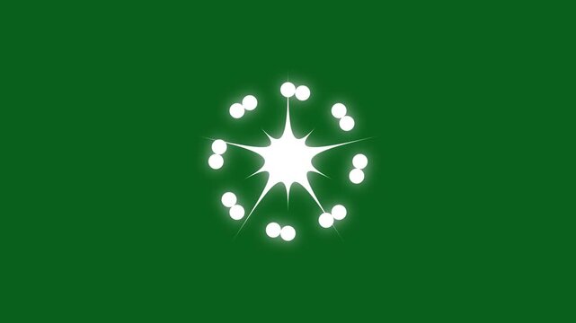 Twinkling sparkle stars animation with white cartoon flat vector doodles, subtle glitter shine and blinking light effect, glowing star motion on green screen background for joyful 4K visuals