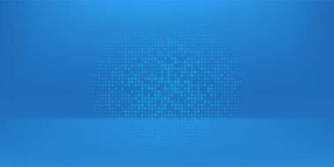 Set of 3d background with cylinder pedestal podium in blue with glowing glitter background. Abstract minimal wall scene mockup products display, Stage showcase. Vector geometric forms.