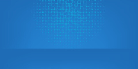 Set of 3d background with cylinder pedestal podium in blue with glowing glitter background. Abstract minimal wall scene mockup products display, Stage showcase. Vector geometric forms.