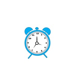 Blue Retro Alarm Clock on White Background, Classic Timekeeping Device, Nostalgic Design