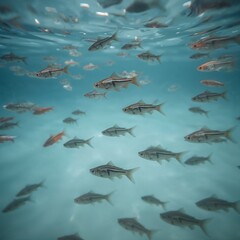Premium Abstract Science   Innovation Concept Long Exposure Zebrafish School with Motion Trails in Serene Blue Water &ndash; High End Commercial