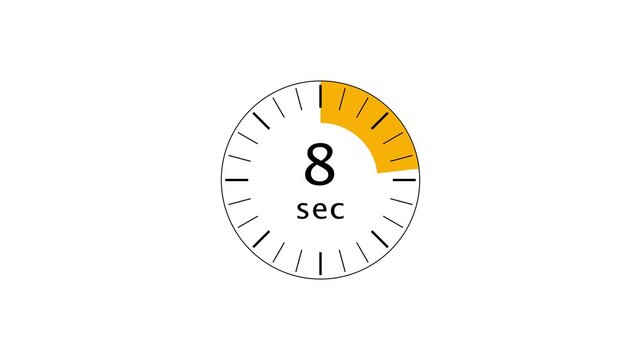11 second countdown timer animation. Countdown timer clock animation. Clock timer number on white background.