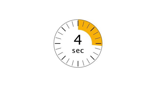 5 second countdown timer animation. Countdown timer clock animation. Clock timer number on white background.
