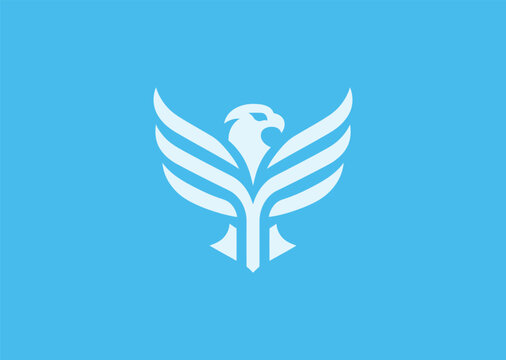 Abstract symmetrical eagle logo symbolizing power, vision, and leadership.