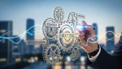 Business Success Gears Strategy Planning Growth Concept.