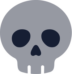 Flat Detailed Skull Grimacing Death Symbol Head Bone Halloween Icon