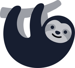 Fototapeta premium Cute Cartoon Flat Design Sloth Hanging on Branch Illustration