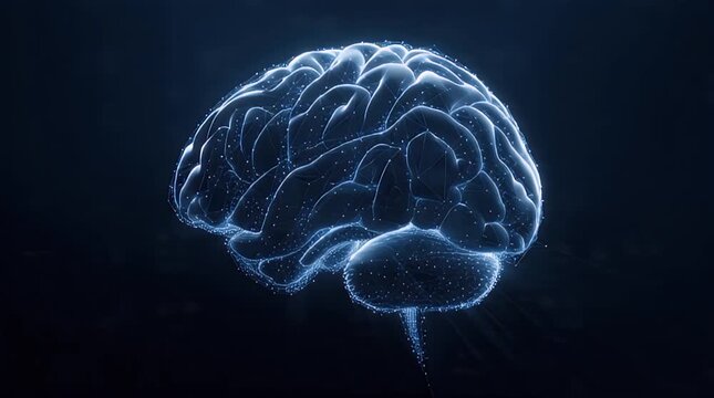 Futuristic AI Brain Line Outline on Clean Background