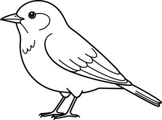 Obraz premium Minimalist bird line art vector illustration of a small sparrow or songbird for coloring book pages nature logos and spring season design elements.