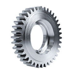 Metal gear with teeth, center hole, brushed surface