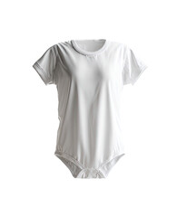 White bodysuit flatlay, short sleeve, black background