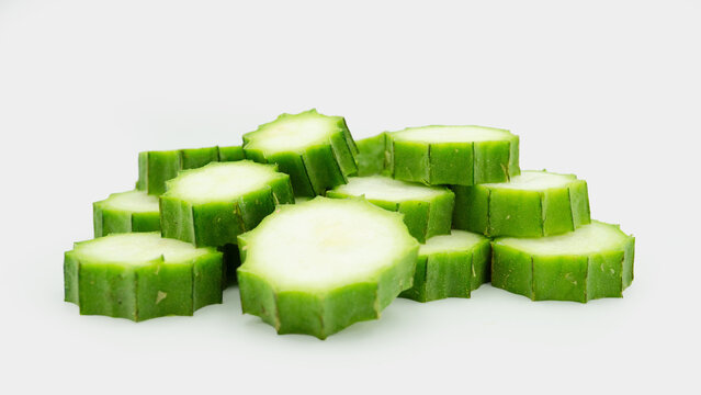 fresh luffa acutangula isolated on white
