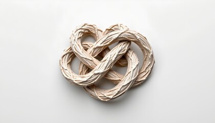 Naklejka premium A three dimensional paper structure with loops and curves resembling a handmade sculpture set against a plain background.