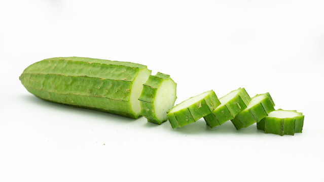 fresh luffa acutangula isolated on white