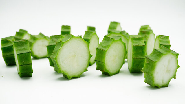 fresh luffa acutangula isolated on white