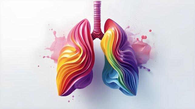 Rainbow anatomy lung, world tuberculosis day, quit smoking concept, created with Generative AI