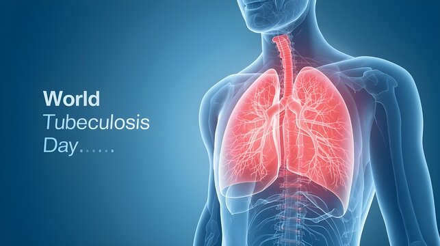 Human lungs highlighted to raise awareness about tuberculosis on world tuberculosis day