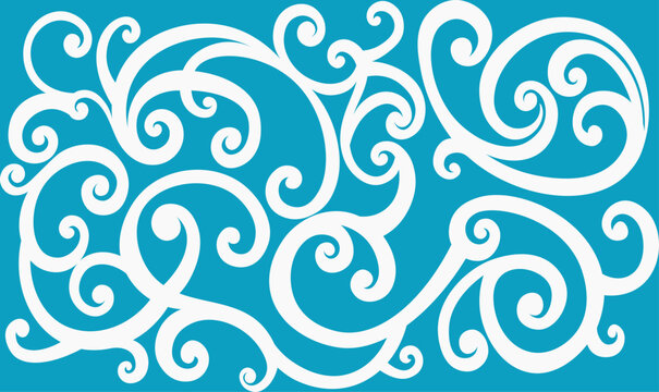 Elegant Curled Decorative Motif, blue color motif, use to ceramic, tiles, clothes, fabric texture, carpet texture, wall decoration, floor decoration.