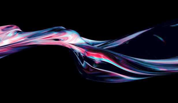 3d rendered abstract shape with detailed reflection and dispersion.