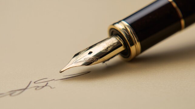 Luxury Fountain Pen Signing Document / 高級万年筆での書類への署名2