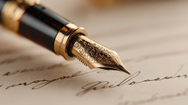 Luxury Fountain Pen Signing Document / 高級万年筆での書類への署名1