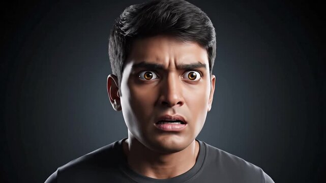 Shocked young man with surprised expression and wide eyes