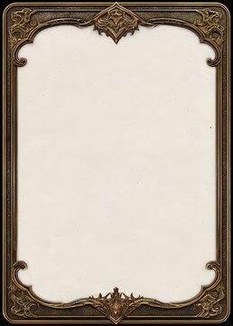 Ornate vintage blank frame for magic card fantasy game design mockup illustration background